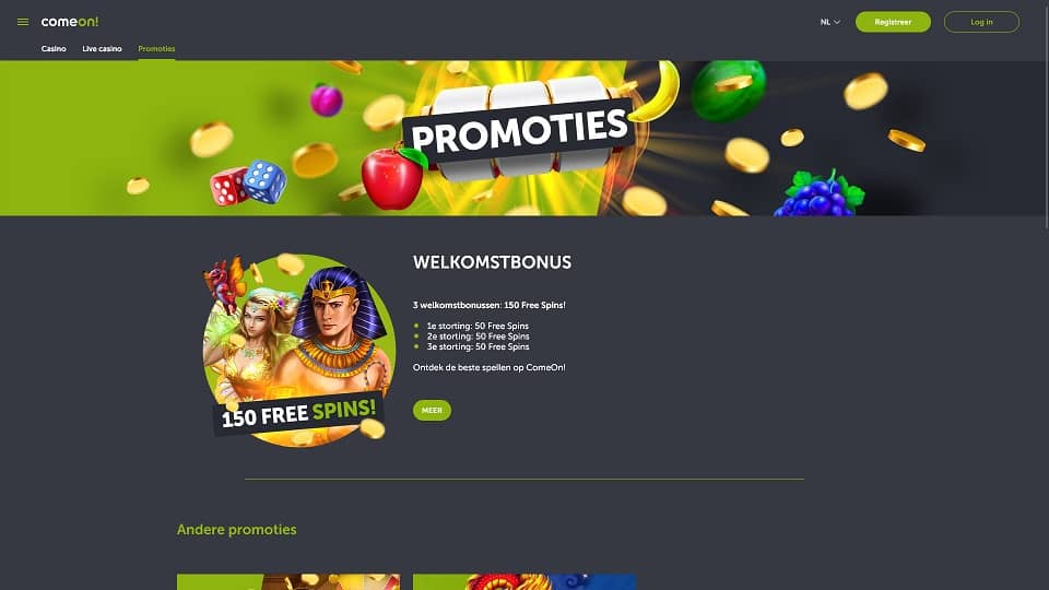 Promoties voor Nederland die ComeOn Casino online heeft