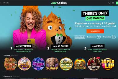Homepage van One Casino screenshot
