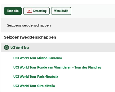 Odds voorbeeld bij wedden op wielrennen